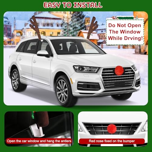 2 Pack Red Nose Car Antler Christmas Decorations O948323