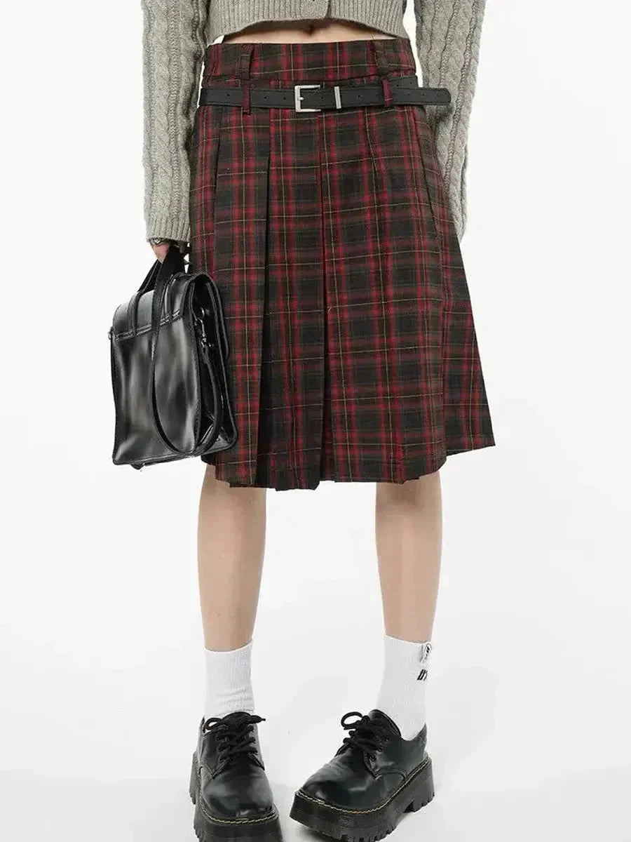 Dark Red Checkerboard Skirt G470