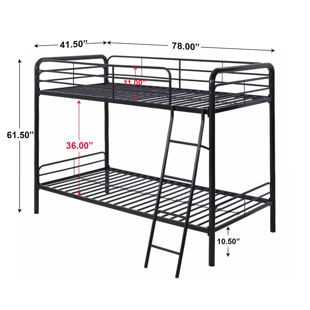 Twin over Twin Black Metal Bunk Bed B1884