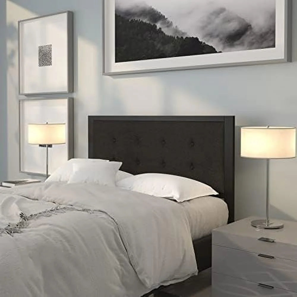 King Size Tufted Dark Gray Upholstered Headboard S7415
