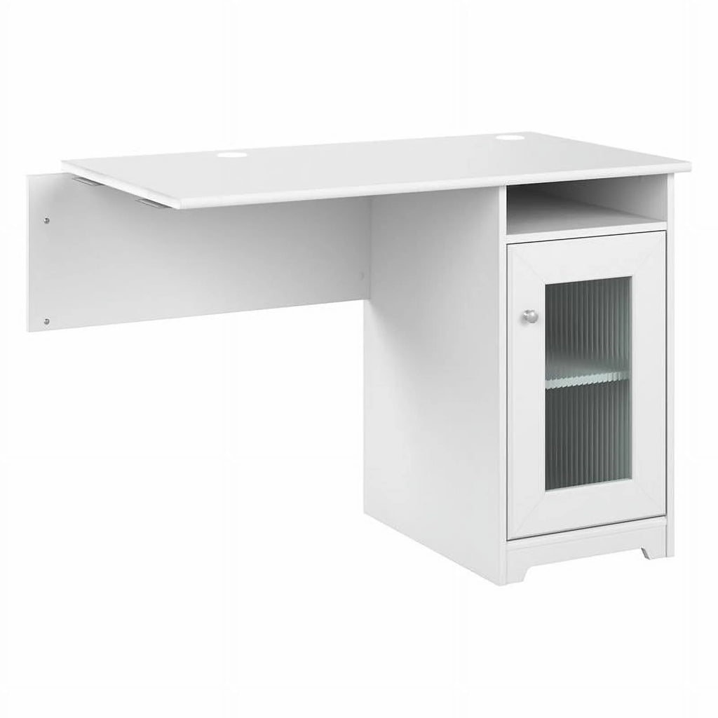 White Engineered Wood Desk with Storage Y545661