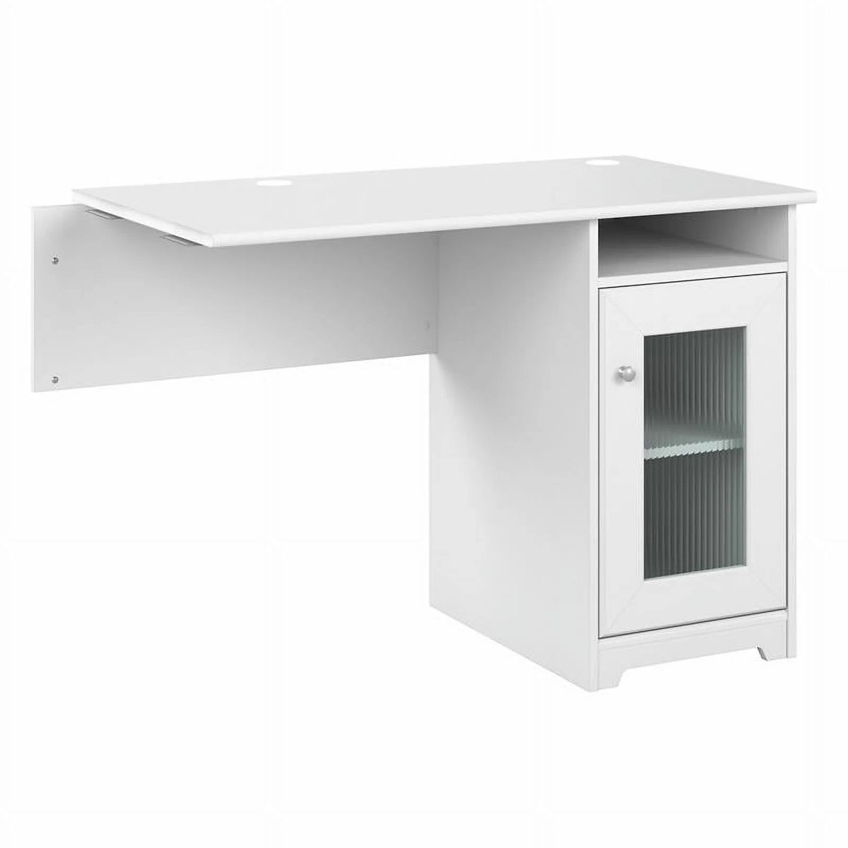 White Engineered Wood Desk with Storage Y545661