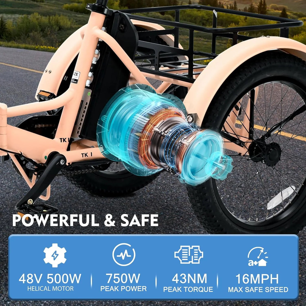 24/26 Electric Tricycle 350W 36V 7 Speeds with Basket F614601