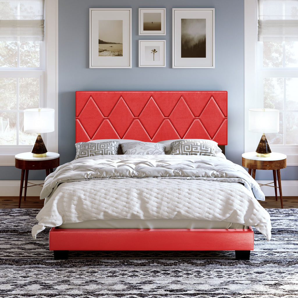 Black Queen Linen Platform Bed D945