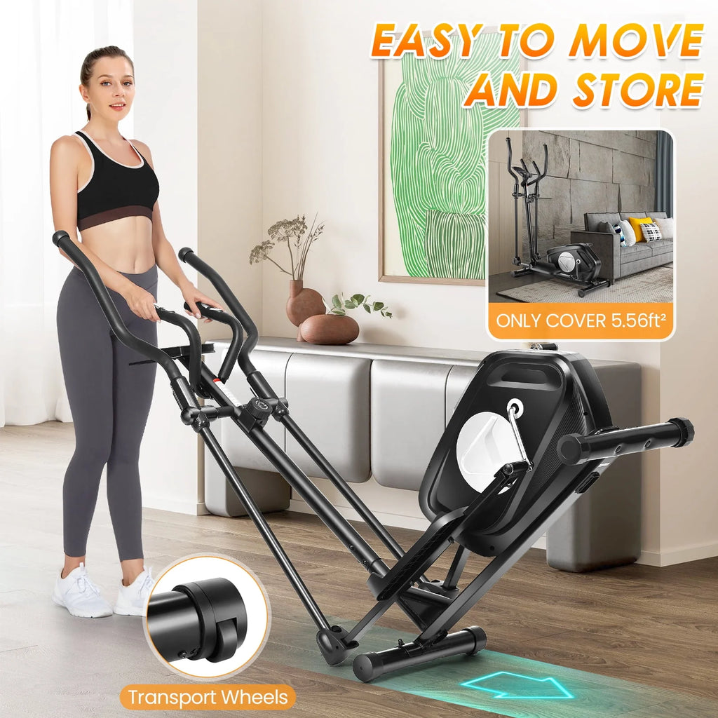 Elliptical Machine with Heart Rate Sensor LCD Monitor 15inch Stride Length Black Y2827