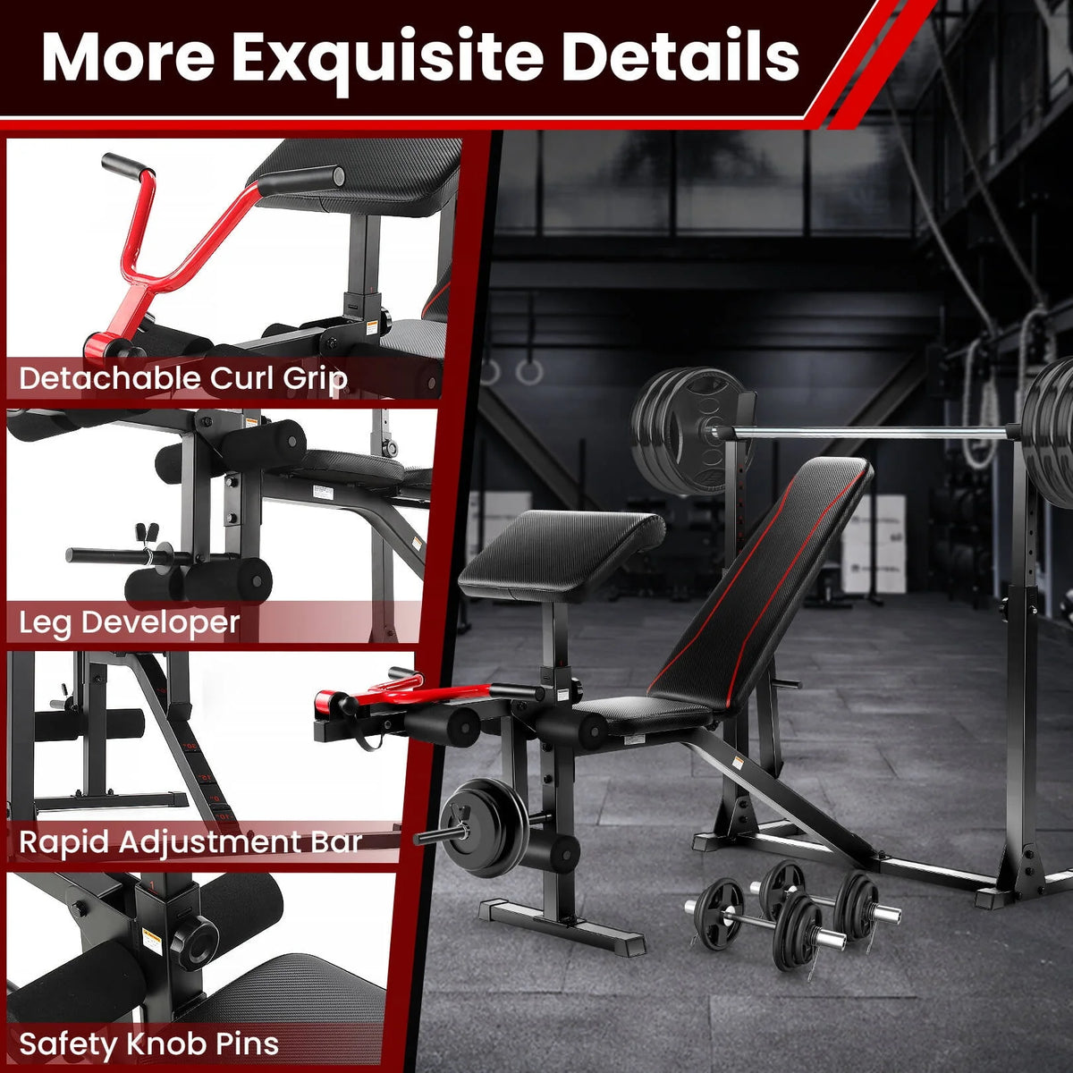 Adjustable Olympic Weight Bench Set with Barbell Rack D707