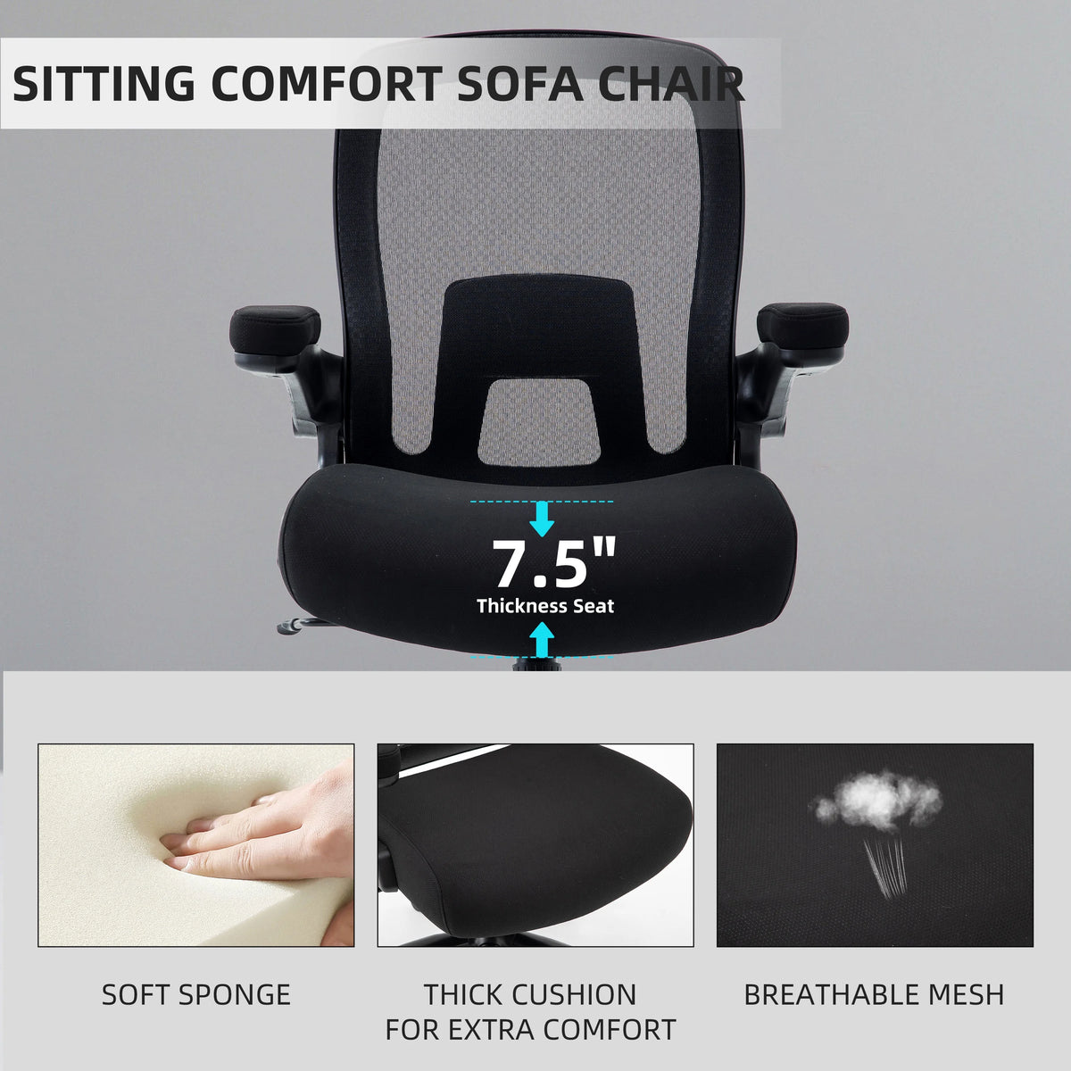 Black Mesh Office Chair with Adjustable Lumbar Support J904744