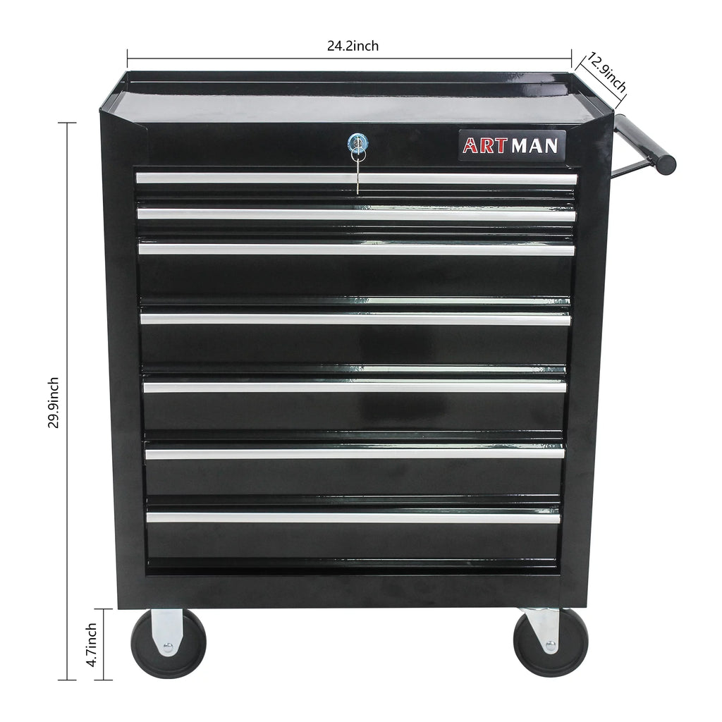 Red 7 Drawers Rolling Tool Chest Cabinet with Wheels X484837