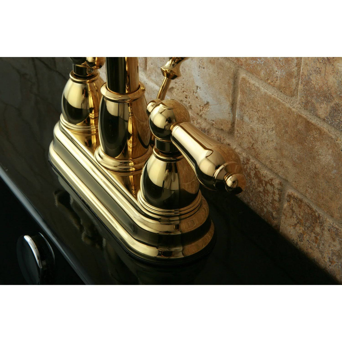 Two Handle Centerset Lavatory Faucet with Pop-Up Polished Brass D39802
