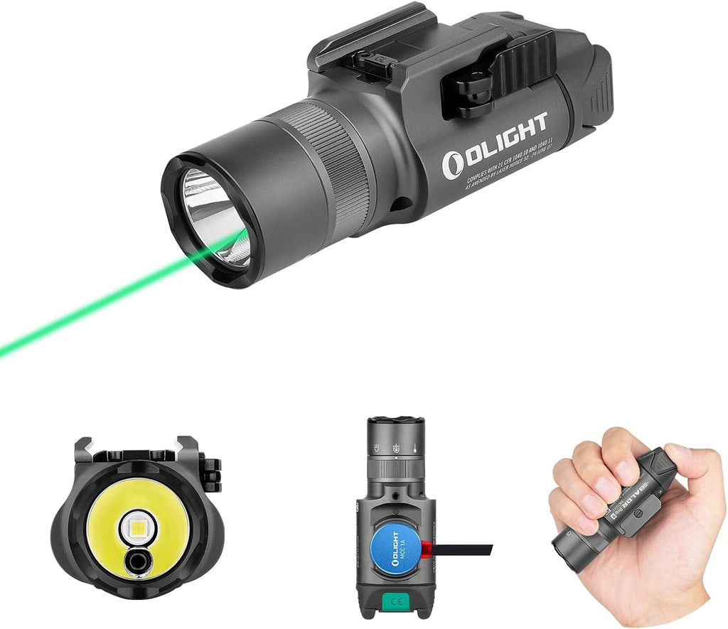 1350 Lumens Rechargeable Tactical Flashlight with Green Beam and White LED M282
