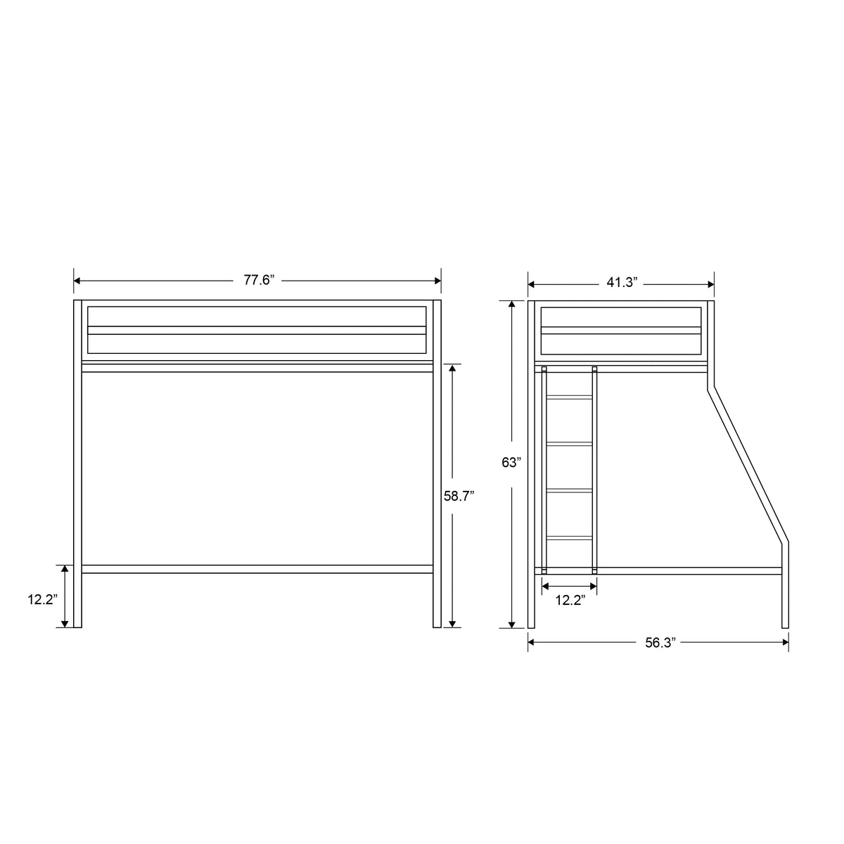 Black Twin Over Full Metal Bunk Bed with Removable Stairs L7248