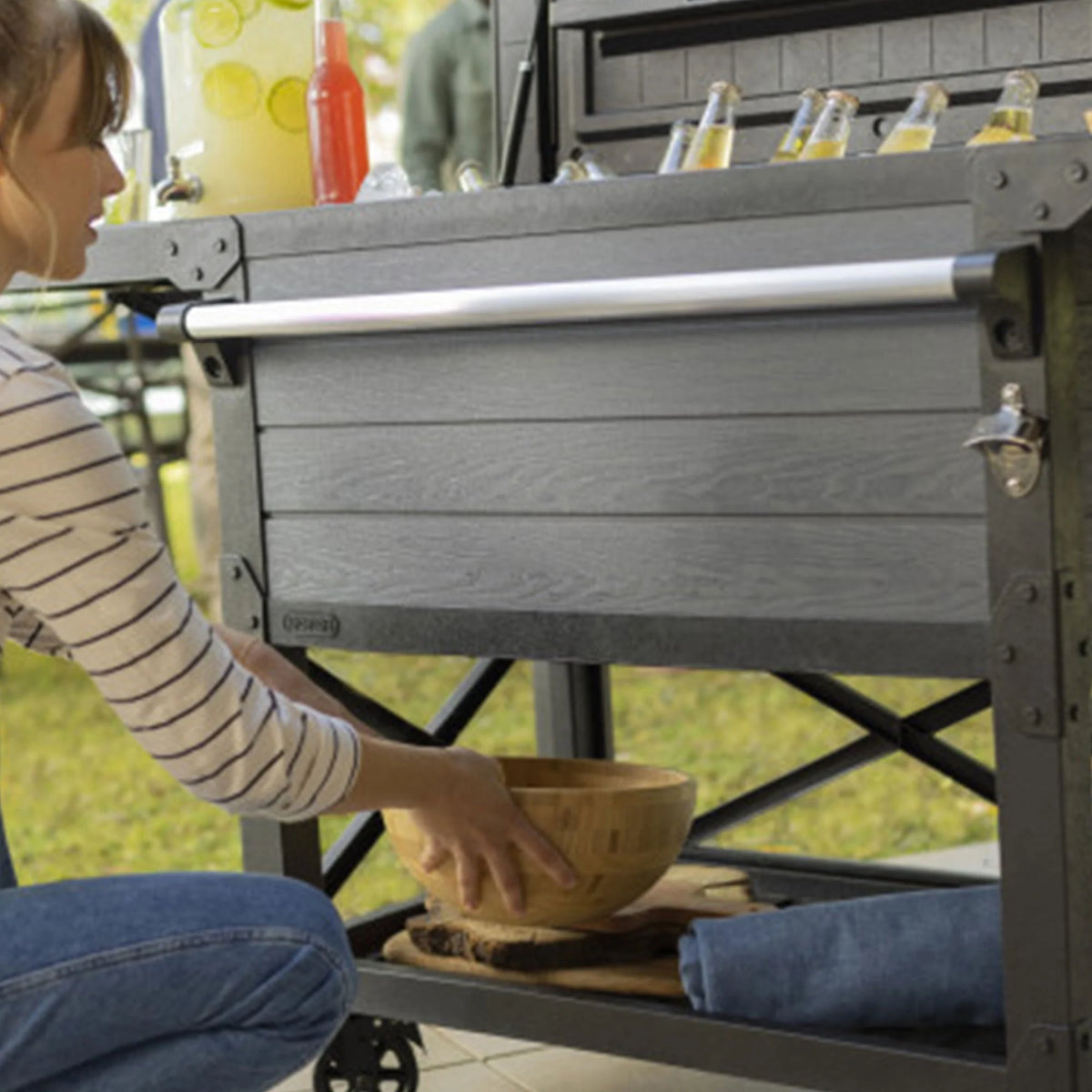 Gray Insulated Beverage Cooler Bar Cart L876