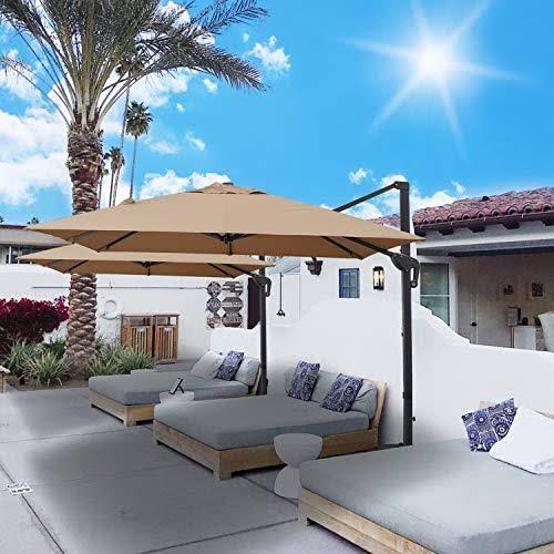 10x10ft Square Cantilever Patio Umbrella with Tilting System X6477