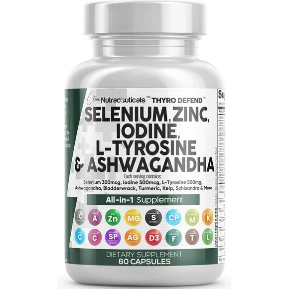 Selenium Zinc Iodine L Tyrosine Ashwagandha 60 Capsules E637244