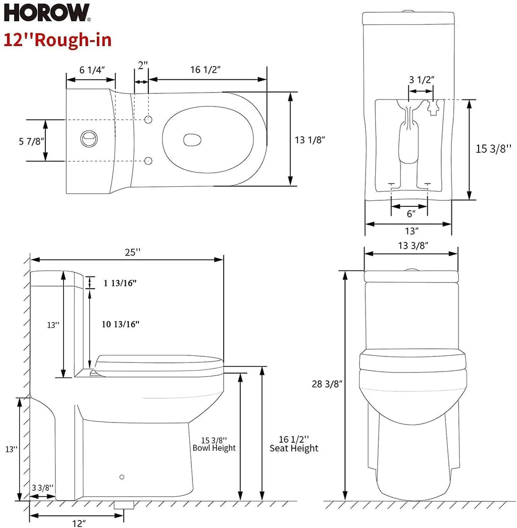 One-Piece Dual Flush Ceramic Compact Toilet D634282