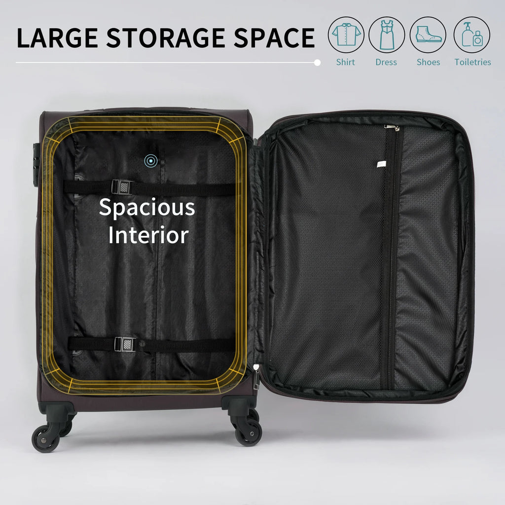 3 PCS Lightweight Expandable Softside Luggage Set with Spinner Wheel and TSA Lock H68316