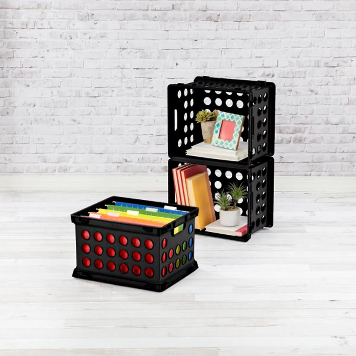 Stackable Storage Crate Organizer Bins with Handles, 18 Pack A607391
