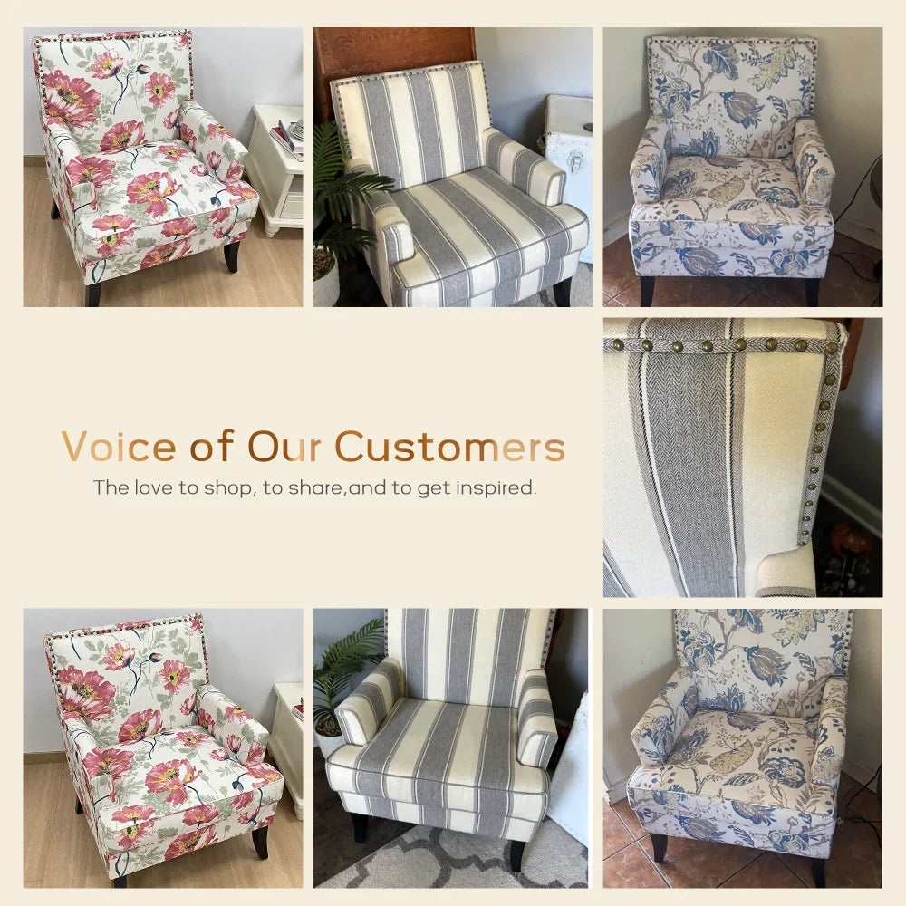 Set of 2 Upholstered Accent Chair with Wooden Legs C70413
