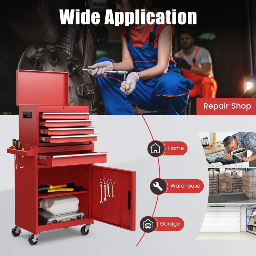 Red 5 Drawer Metal Rolling Tool Chest Cabinet D978050