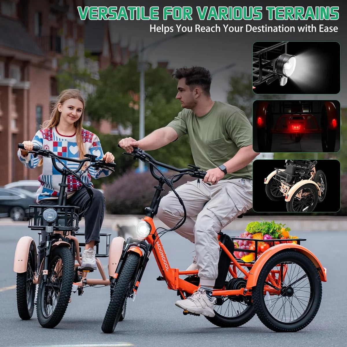 24/26 Electric Tricycle 350W 36V 7 Speeds with Basket F614601