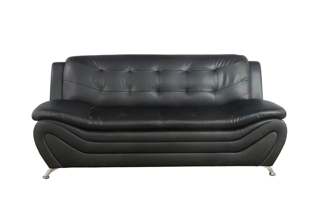 3 Piece Faux Leather Sofa Loveseat and Chair Set Black M1906