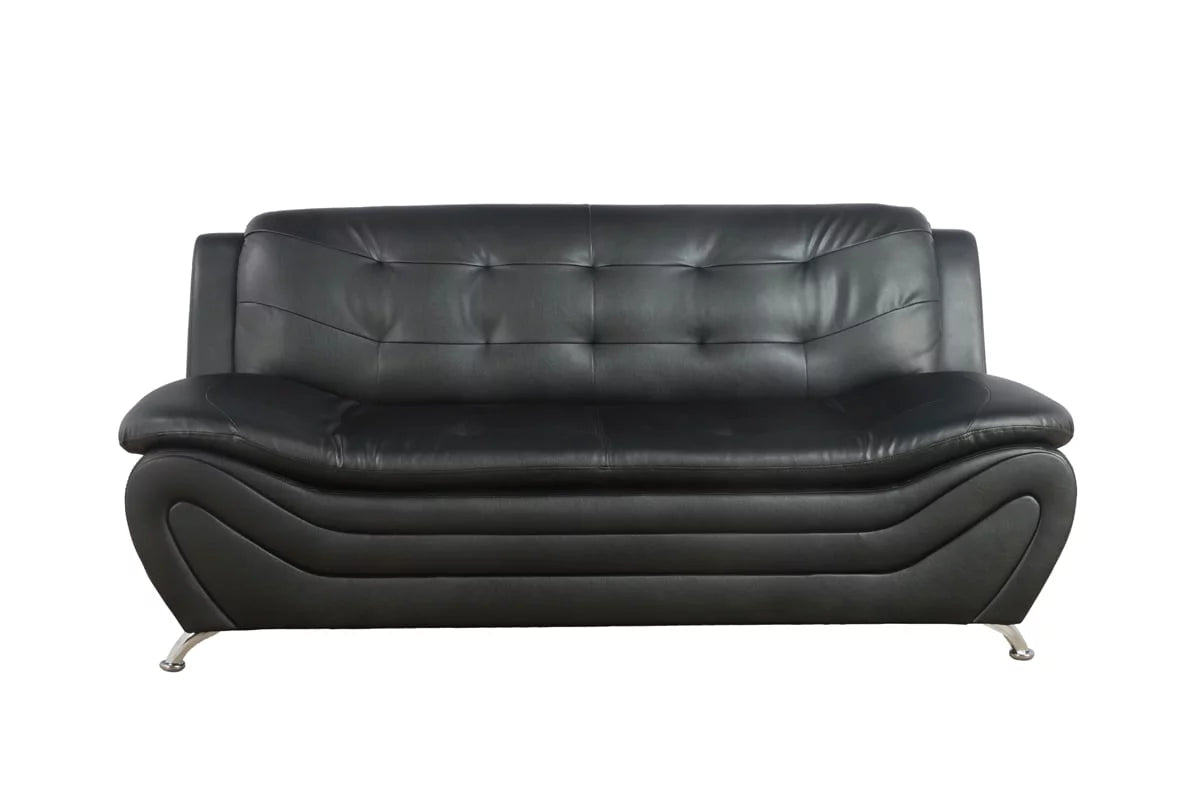 3 Piece Faux Leather Sofa Loveseat and Chair Set Black M1906