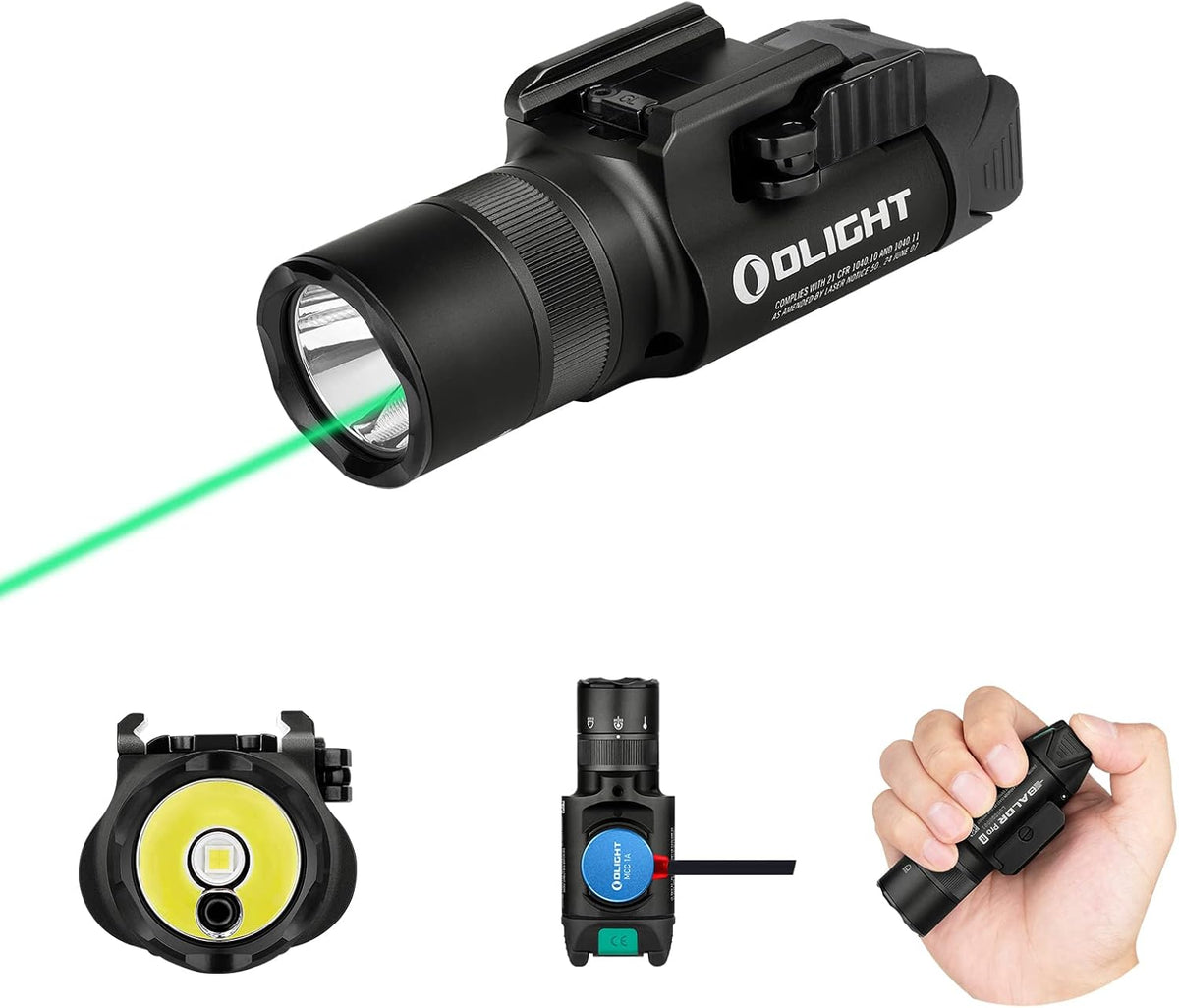 1350 Lumens Rechargeable Tactical Flashlight with Green Beam and White LED M282