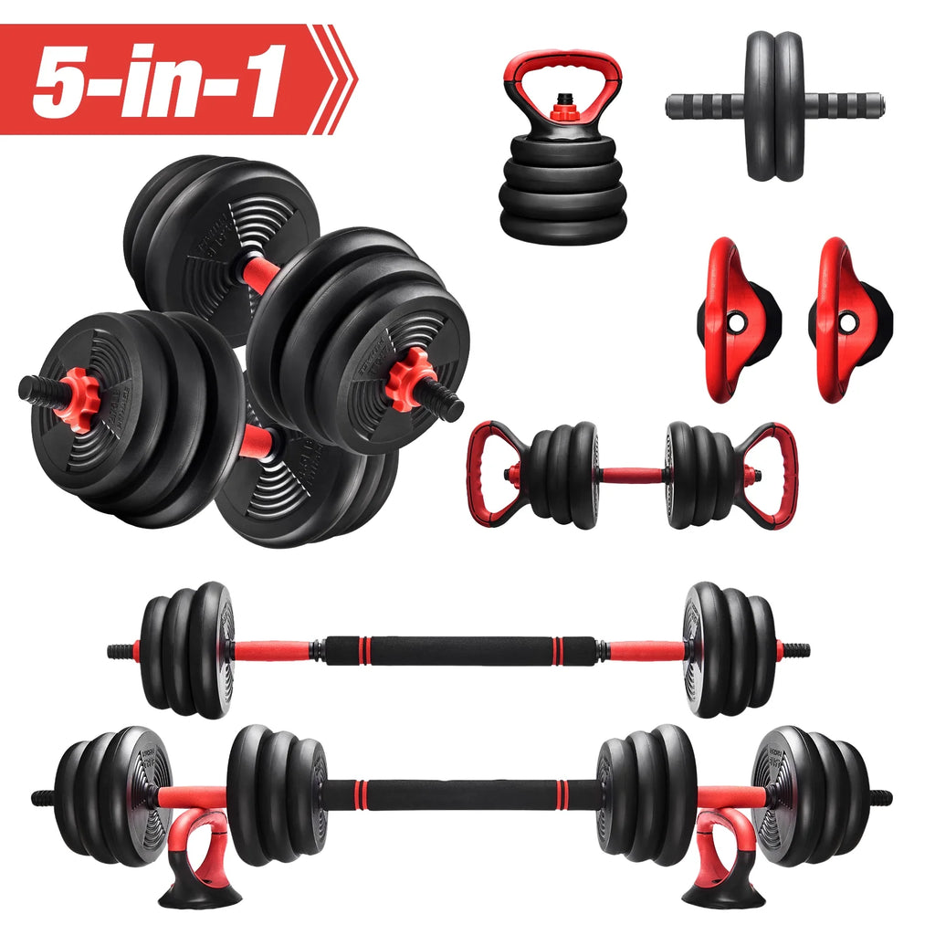 5 in 1 Adjustable Dumbbell Barbell Kettlebell Set 40LB A5004