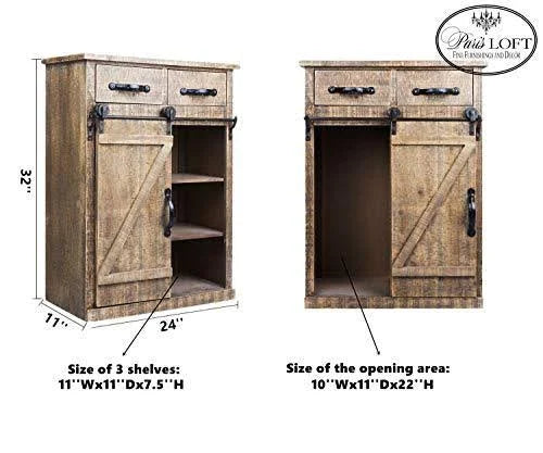 Rustic Wood End Table Console Cabinet Storage Cabinet Z235772
