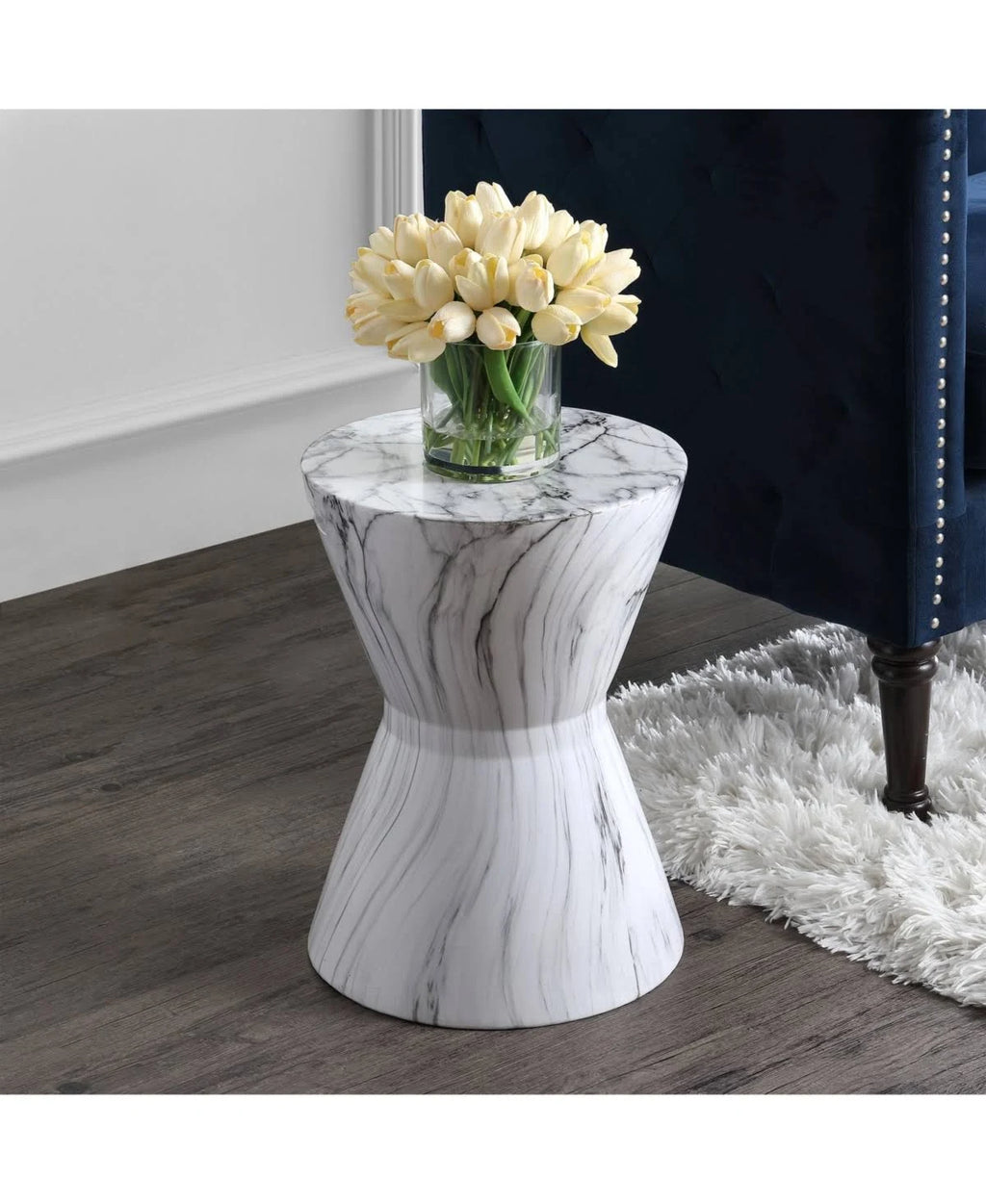 White Marble Finish Ceramic Garden Stool U39092
