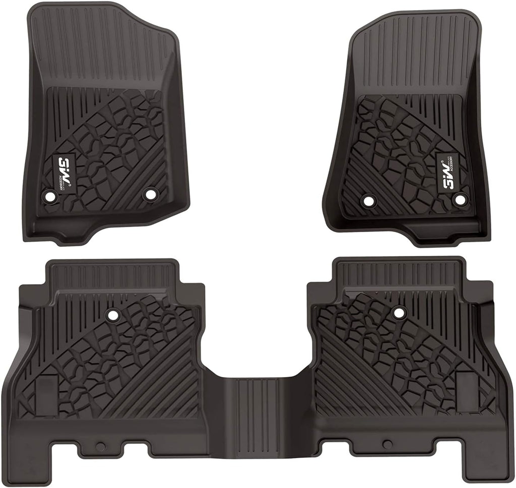 Black TPE Floor Mats for Jeep Wrangler JL 4 Doors Full Set U1324