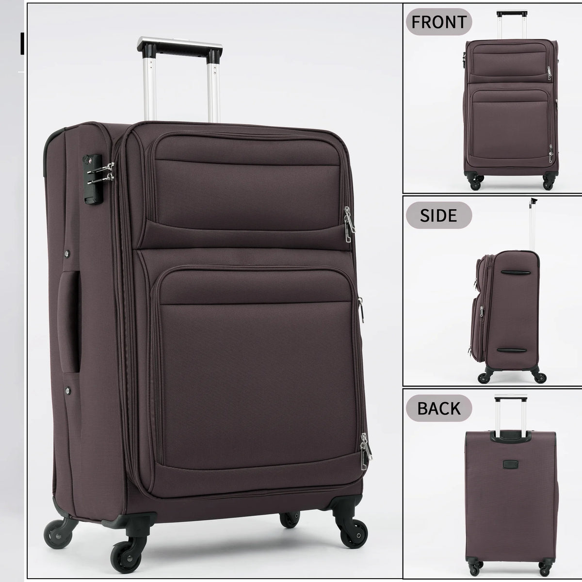 3 PCS Lightweight Expandable Softside Luggage Set with Spinner Wheel and TSA Lock H68316