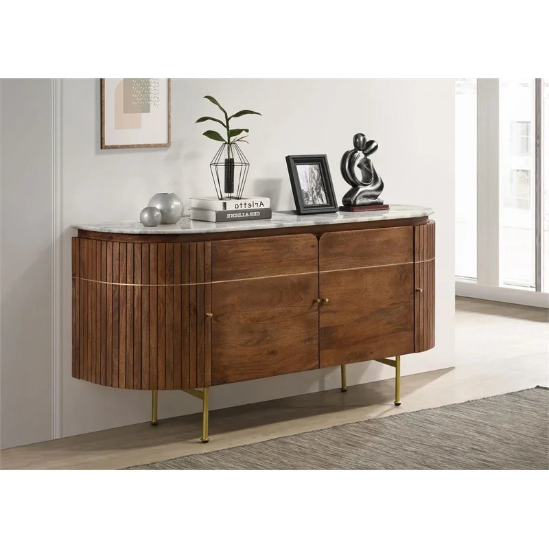 White and Natural Marble Top 4-door Dining Sideboard U759