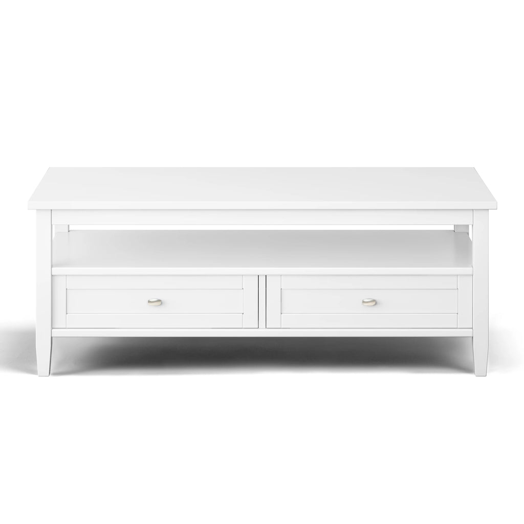 White 48 inch Solid Wood Coffee Table V649