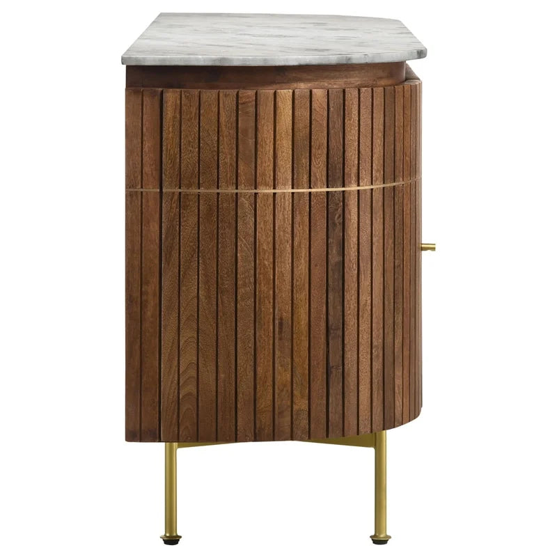 White and Natural Marble Top 4-door Dining Sideboard U759
