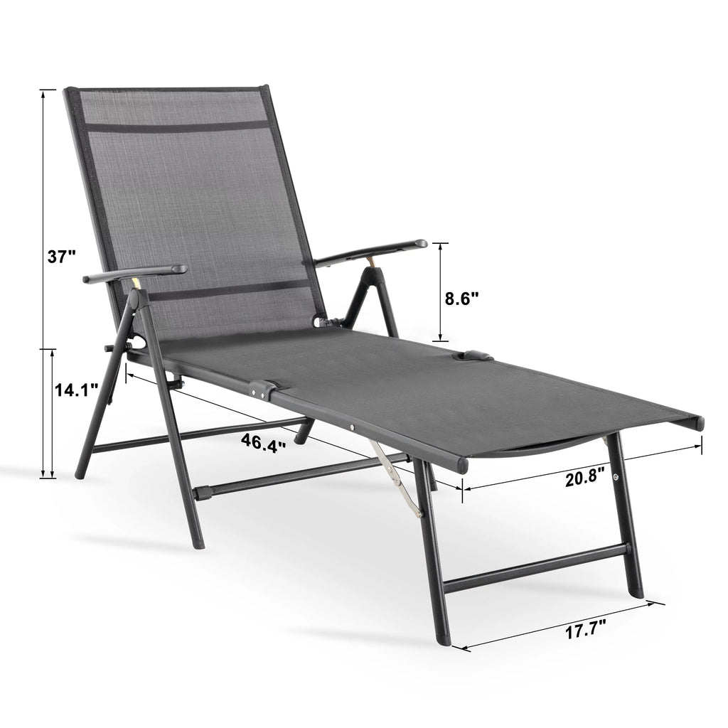 Outdoor Textilene Mesh Single Chaise Lounge Grey R14064
