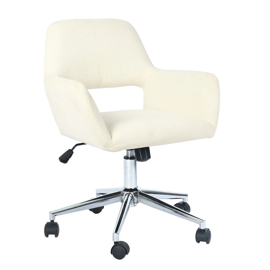 Cream Beige Fabric Swivel Office Chair U2989