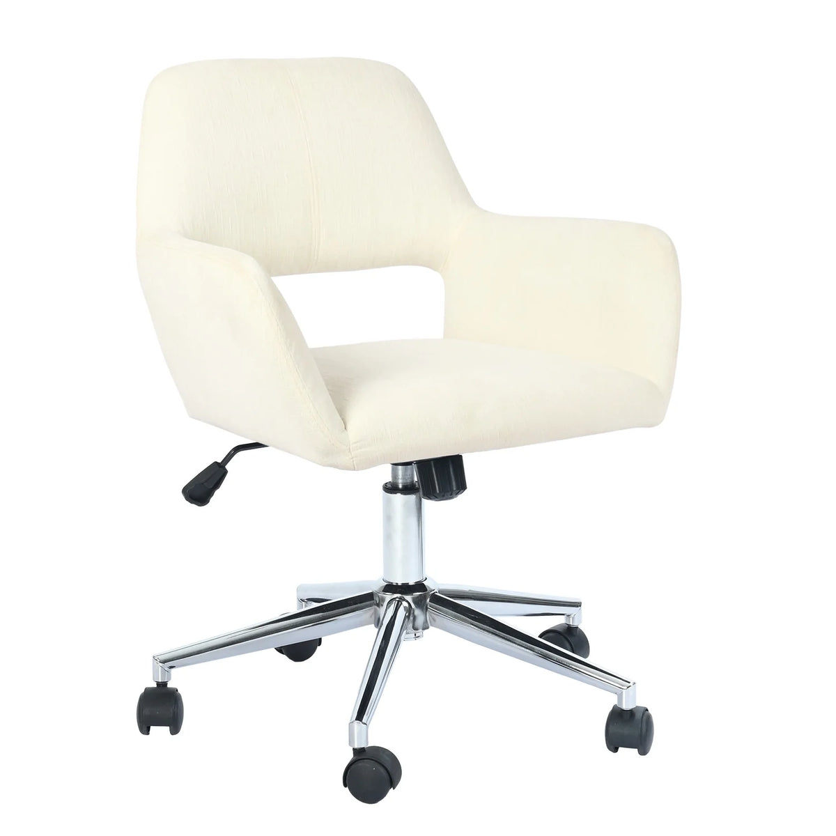 Cream Beige Fabric Swivel Office Chair U2989