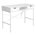 Large White Wood Writing Desk with Drawer H161