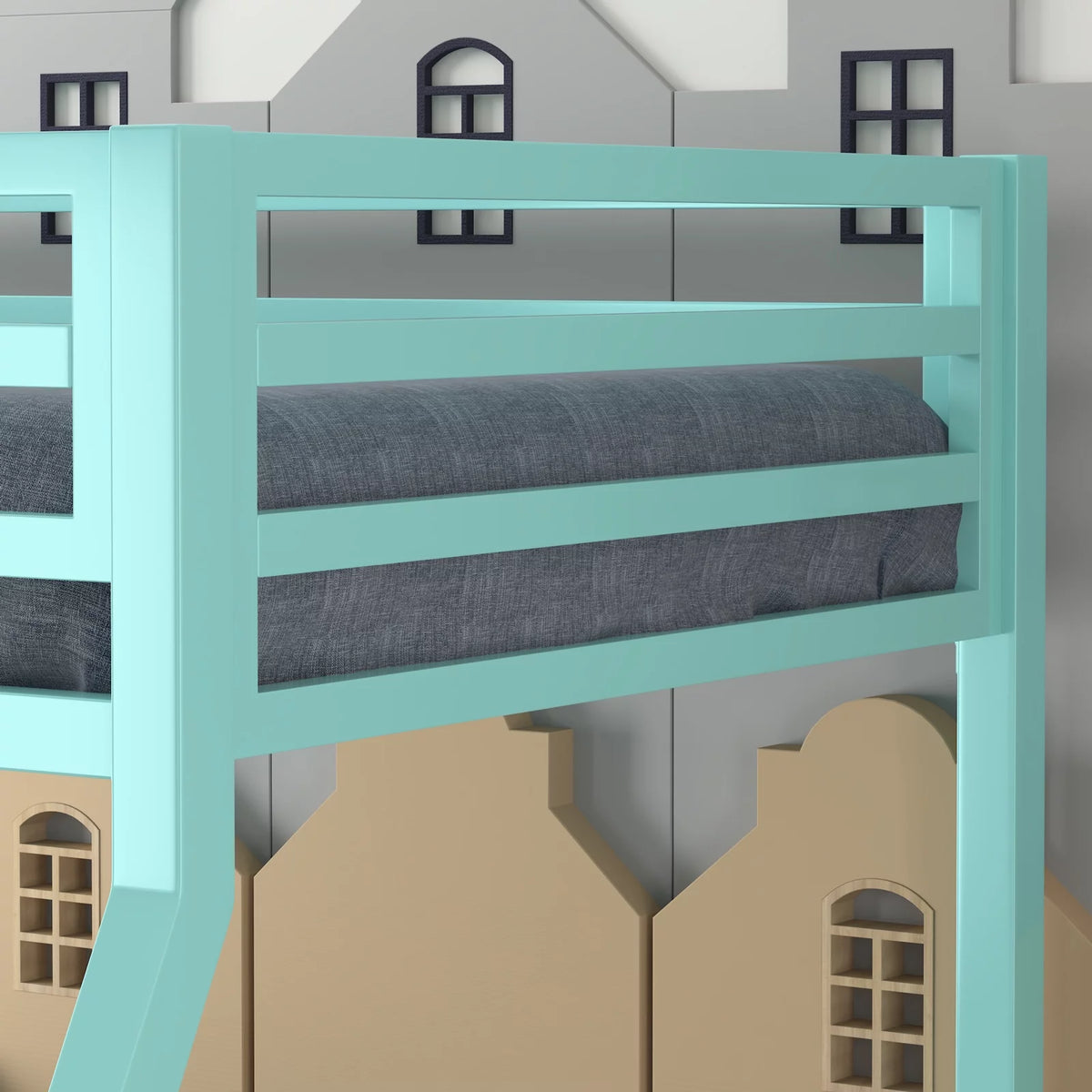 Black Twin Over Full Metal Bunk Bed with Removable Stairs L7248