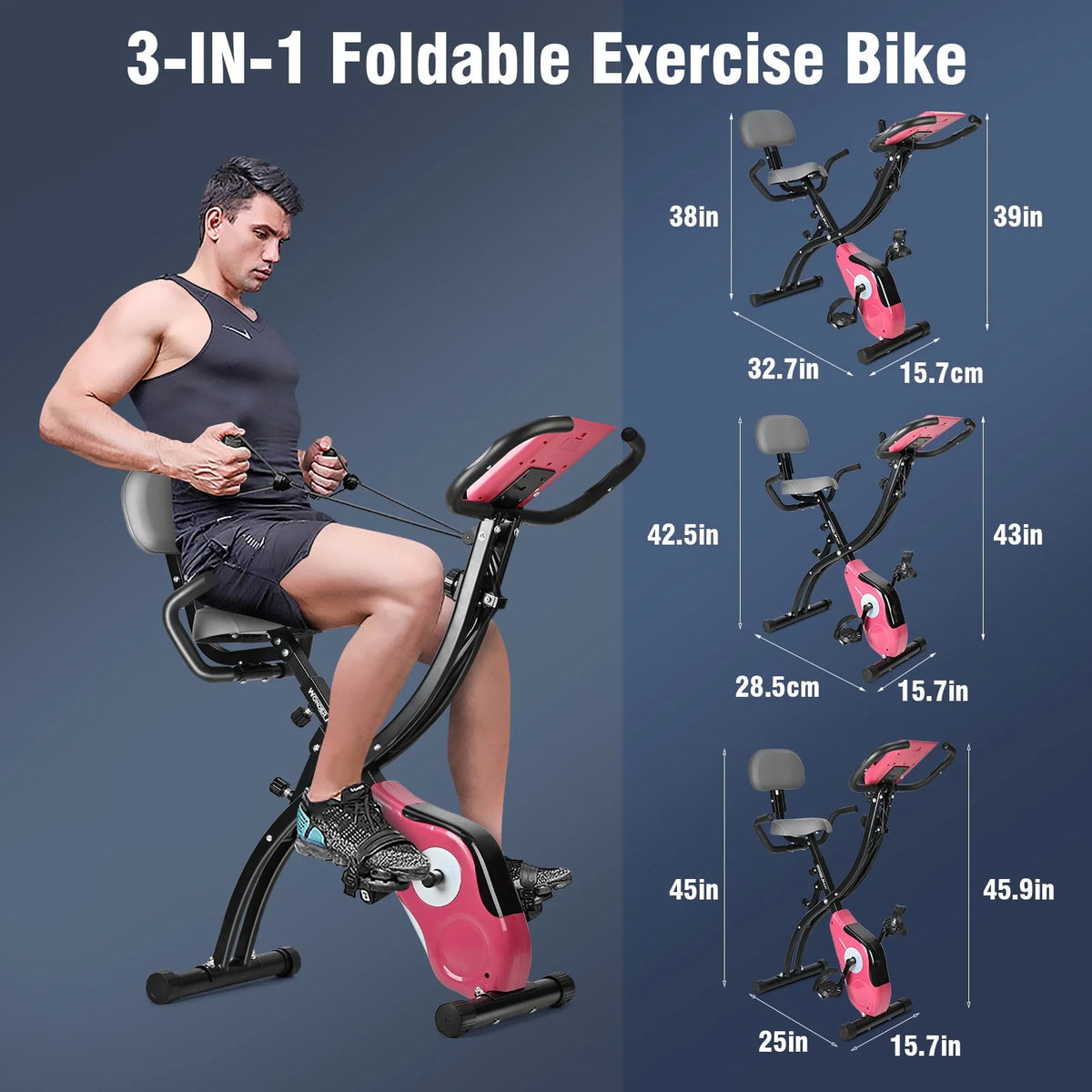 White Magnetic Folding Exercise Bike I52171