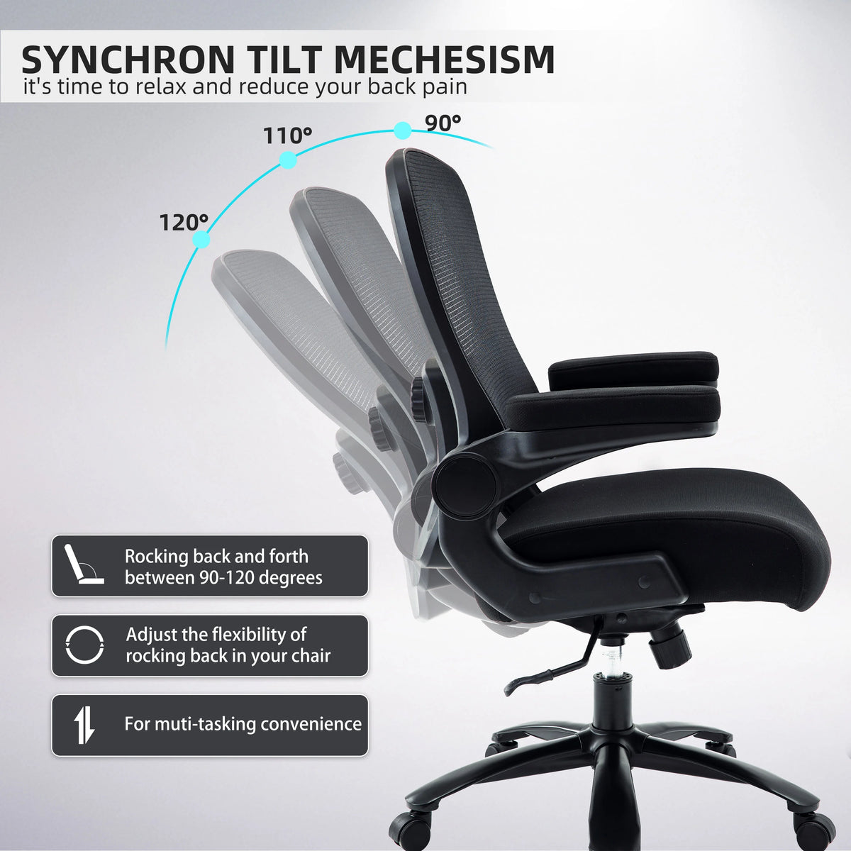 Black Mesh Office Chair with Adjustable Lumbar Support J904744