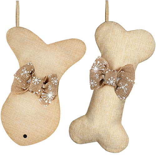 2 Pcs Dog Christmas Stocking with Bow Knot N466410