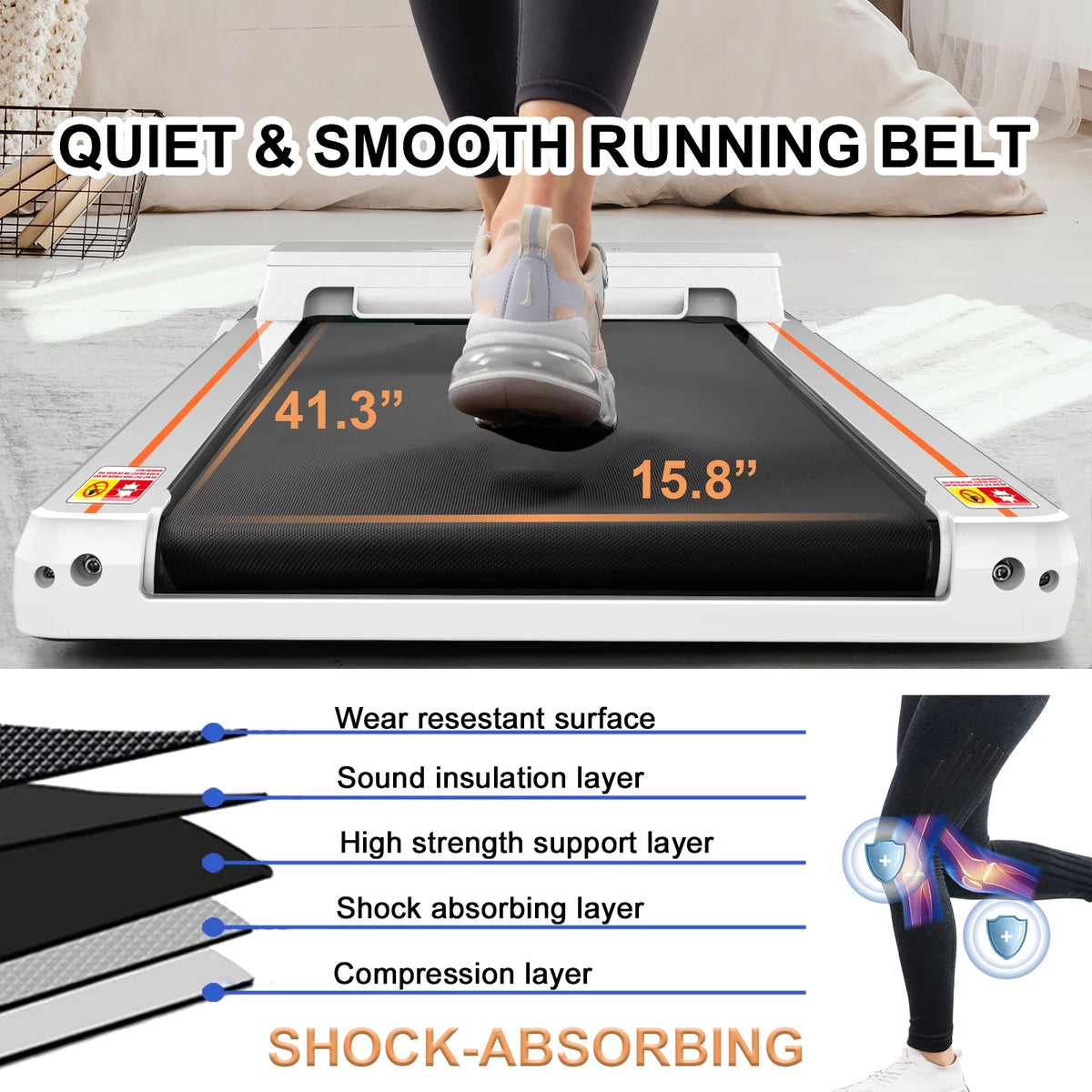 White Slim Under Desk Treadmill C5548
