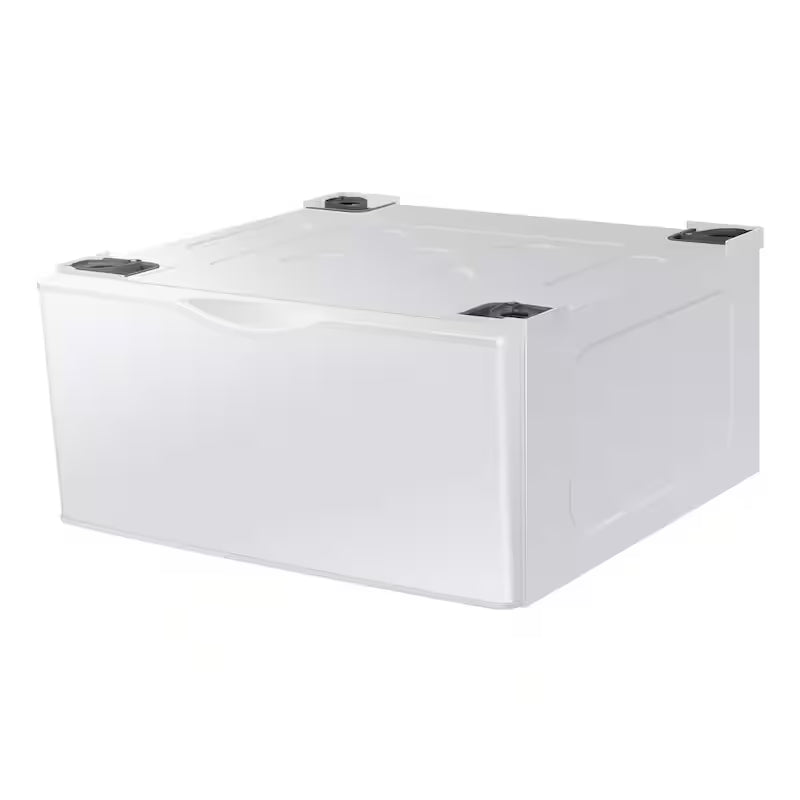 White Laundry Pedestal with Storage Drawer N360