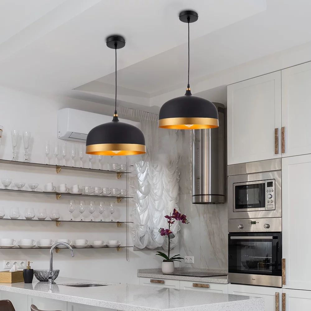 Black and Gold Metal Pendant Light J85783