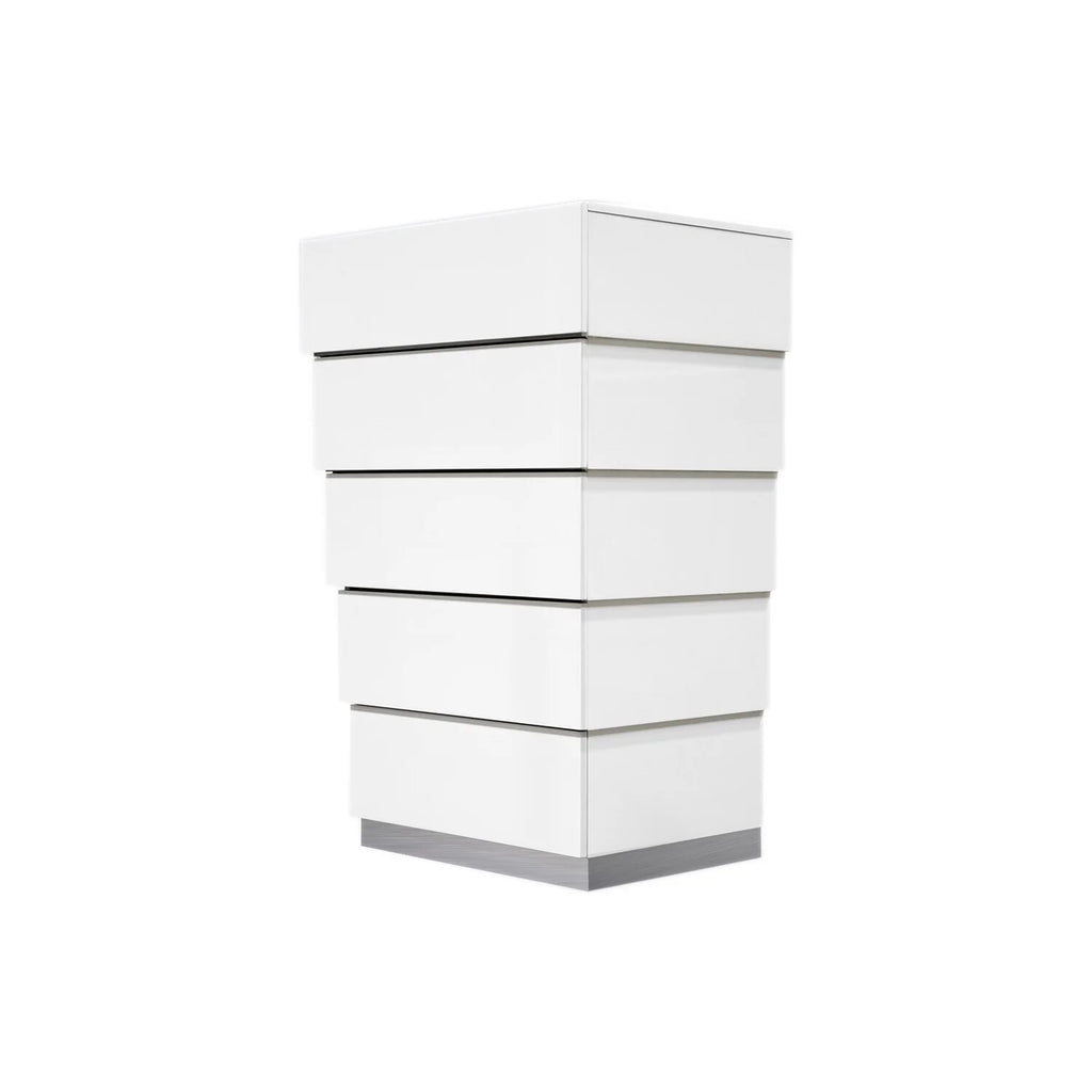 White 5-Drawer Poplar Wood Bedroom Chest K1604