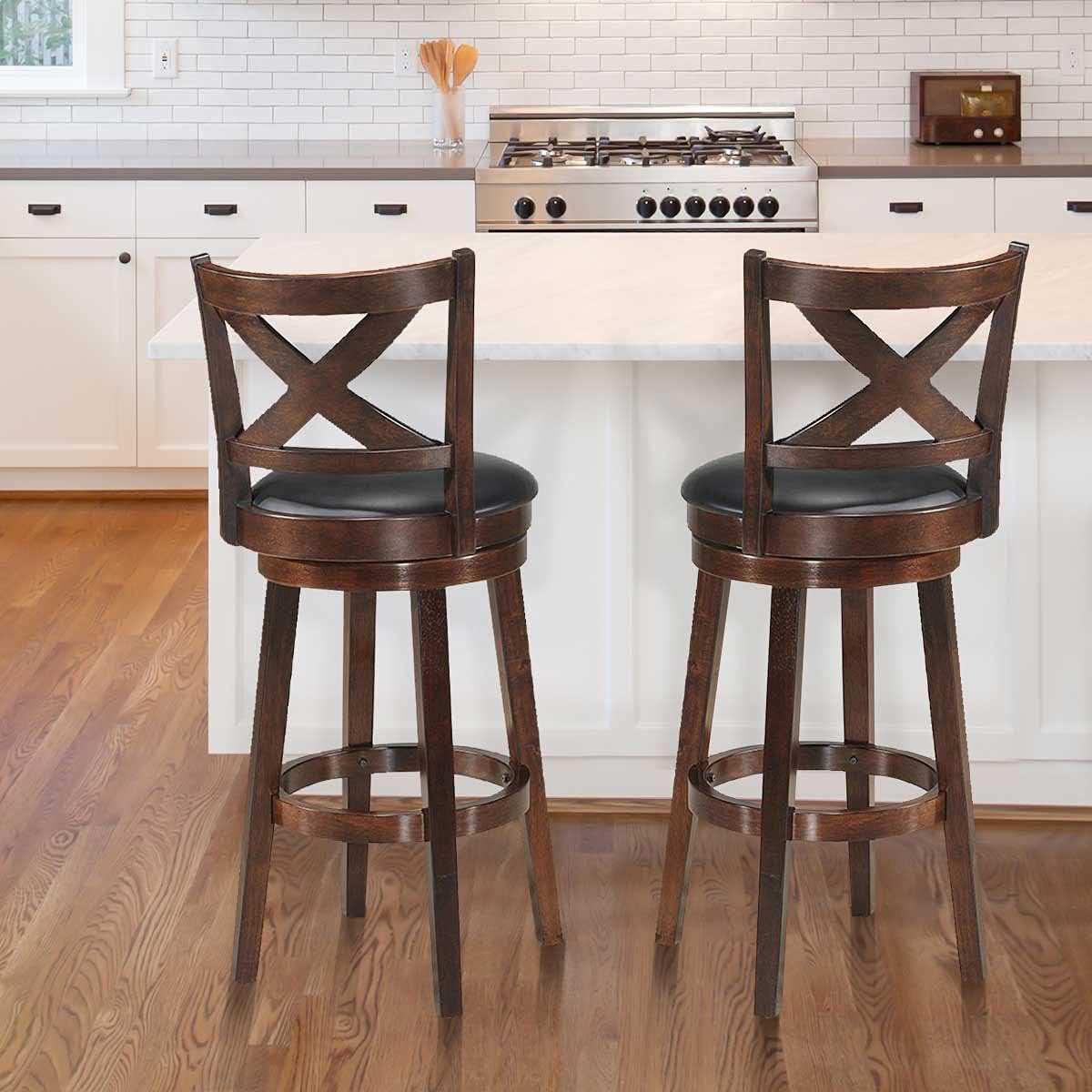 29 Inch Cappuccino Swivel Barstool Set of 2 I6481
