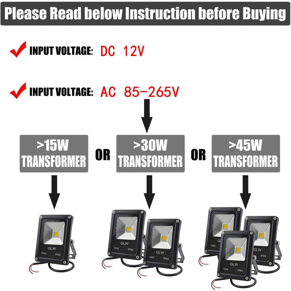 10W LED Landscape Lights 12V Low Voltage Outdoor Spotlights Warm White 3000K IP65 Waterproof 4 Pack U47088