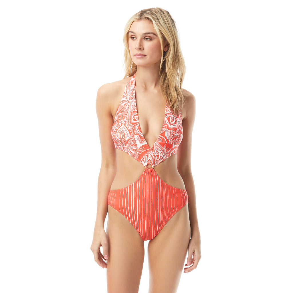 Mixed-Print One-Piece Swimsuit N49961